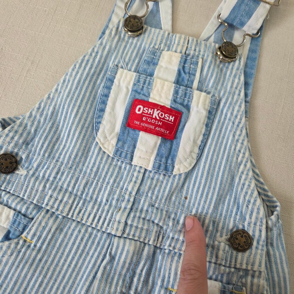Vintage Oshkosh Striped Denim Overalls 3t - Picture 2 of 6